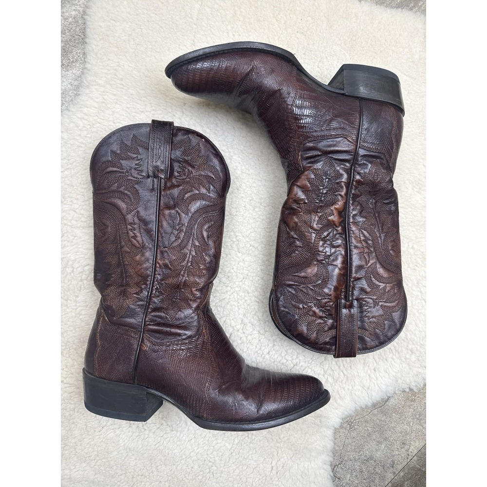 Vintage Dan Post Genuine Exotic Lizard Western Cowboy Men's 9D Ranch Rodeo Wear